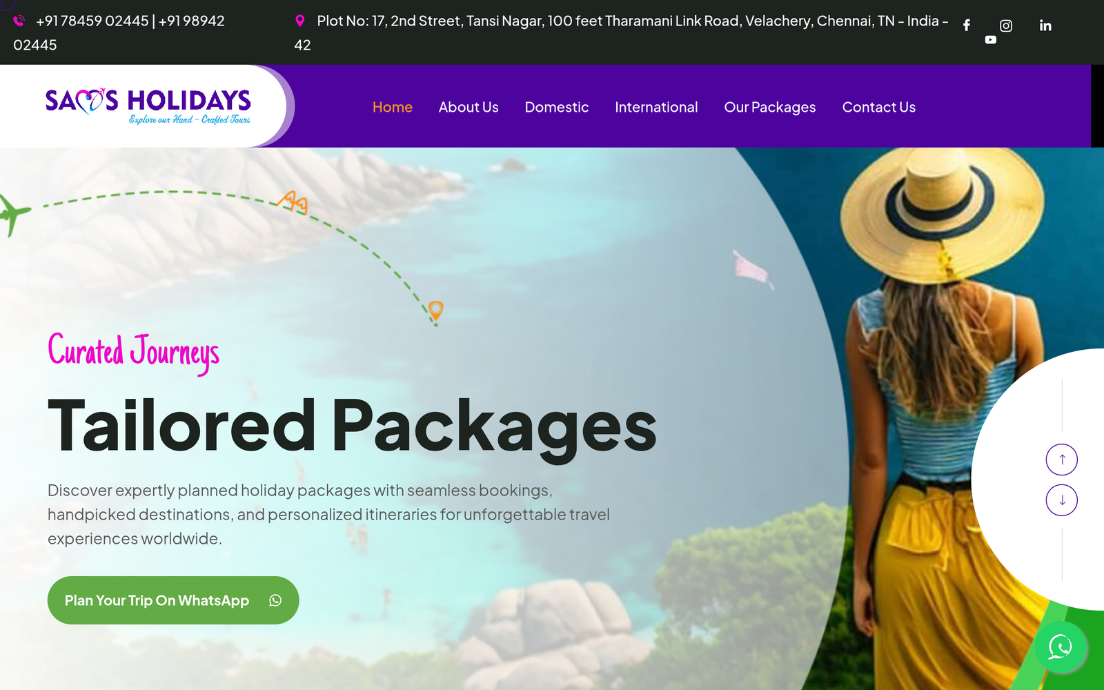 SamS Holidays website screenshot